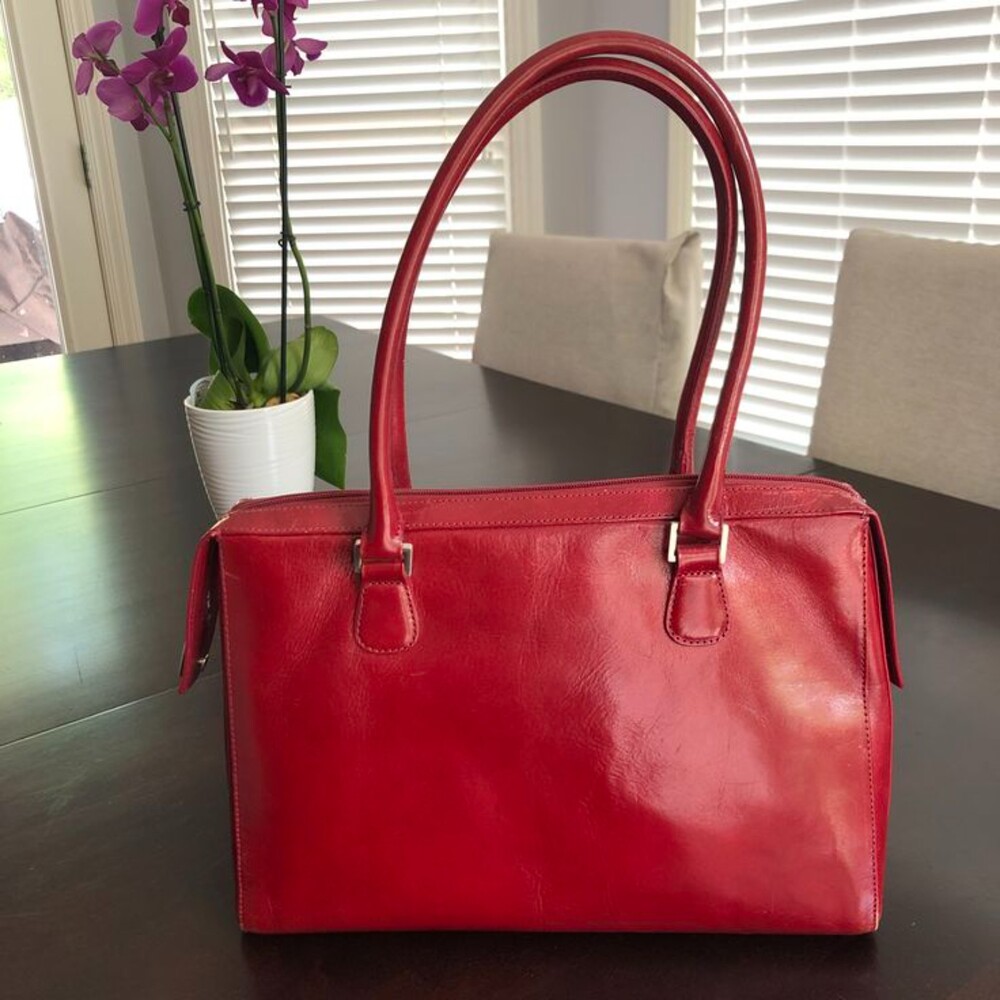 HOBO International Red Satchel Handbag Purse Shoulder Bag - Picture 2 of 15